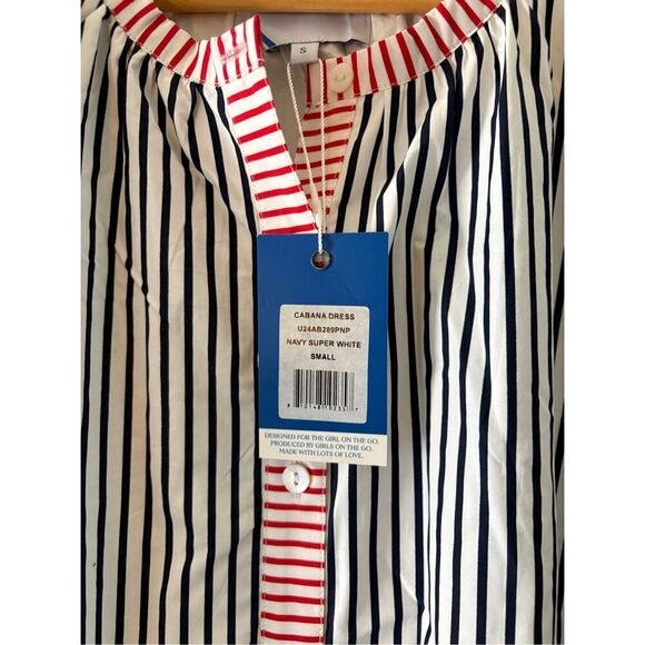 NWT Addison Bay Cabana Dress In Navy, White & Red Stripe Size Small $188 MSRP - Picture 9 of 13